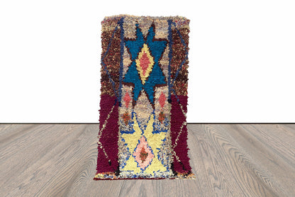 6x3 Vintage Boucherouite Moroccan Runner Rug.
