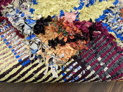 6x3 Vintage Boucherouite Moroccan Runner Rug.