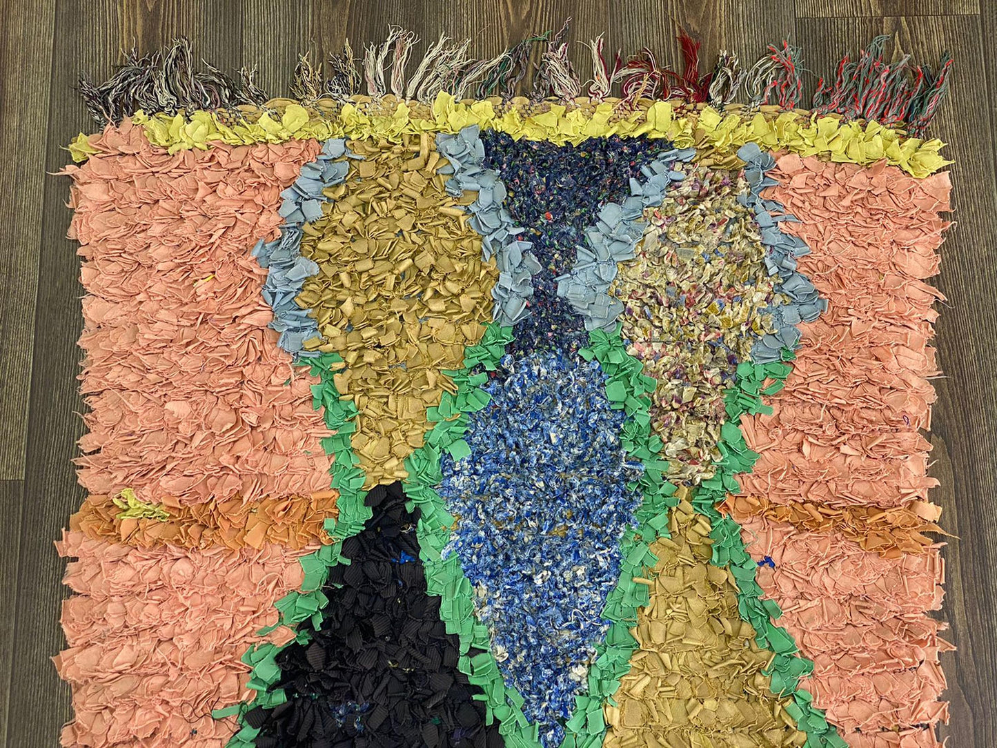 3x7 Feet Berber Diamond Boucherouite Runner Rug.