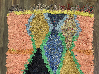 3x7 Feet Berber Diamond Boucherouite Runner Rug.
