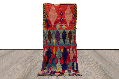 Moroccan shag Rugs. 3x7 Berber Vintage Colorful Handwoven Rug.
