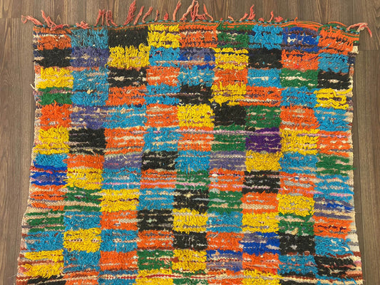 12x4 Large Checker Vintage Runner Rug.
