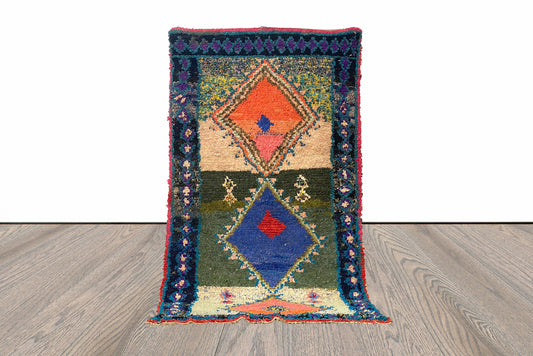 4x8 Feet Colorful Moroccan Berber Boucherouite Rug.