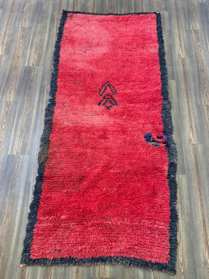 4x9 Vintage extra large red area Rug, Berber Moroccan Handwoven Rugs.