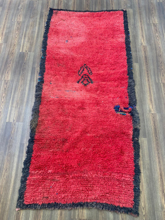 4x9 Vintage extra large red area Rug, Berber Moroccan Handwoven Rugs.