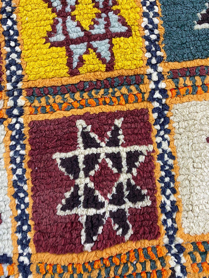 4x10 Berber colorful grid Rugs, Vintage Moroccan large runner Rug.