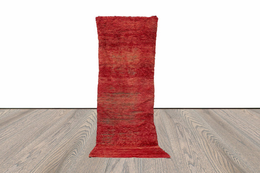 9x3 Red Berber Moroccan Runner Rug.