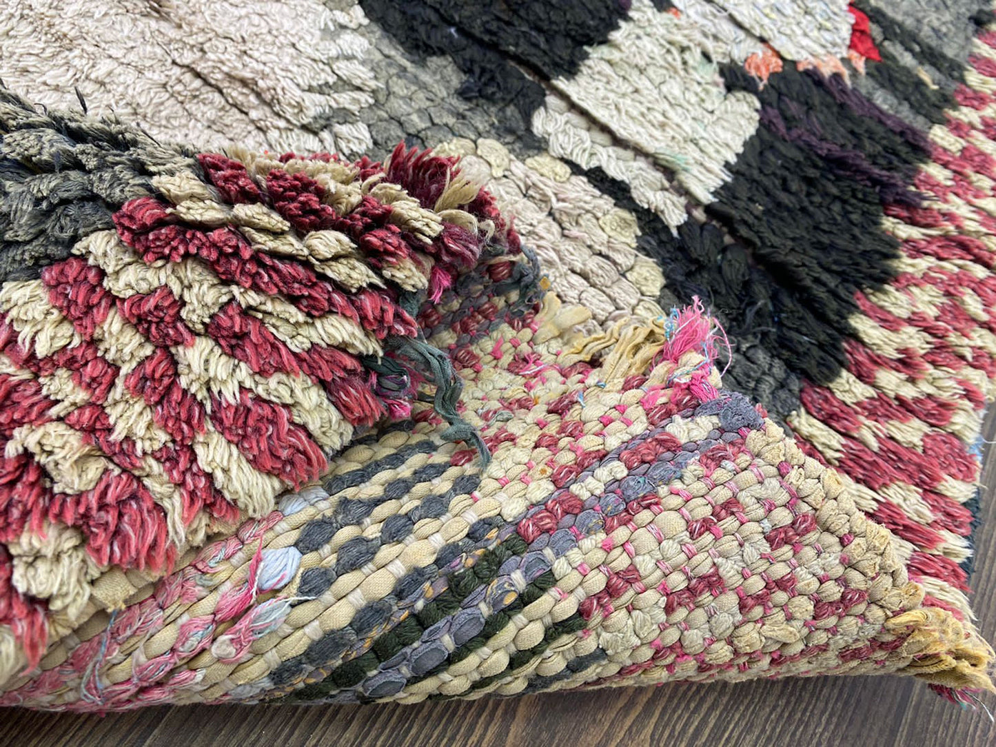 3x8 Boucherouite Unique Colorful Runner Rug.
