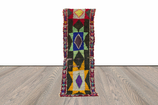 Tapis de couloir tribal marocain vintage 2x8.