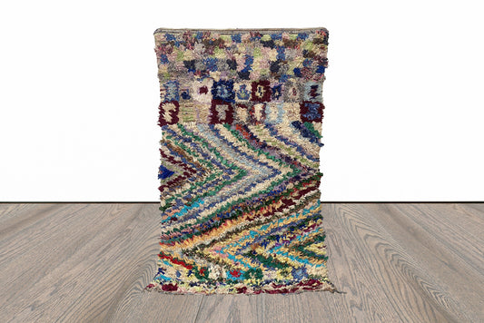 7x4 Unique Boucherouite Tribal Area Rug.