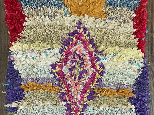 Tapis berbère Boucherouite coloré 3x5.