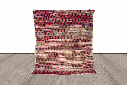 6x4 Checkered Vintage Moroccan Area Rug.
