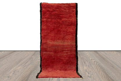 Moroccan red runner Rug, 3x9 Berber vintage Handwoven used old Rugs.