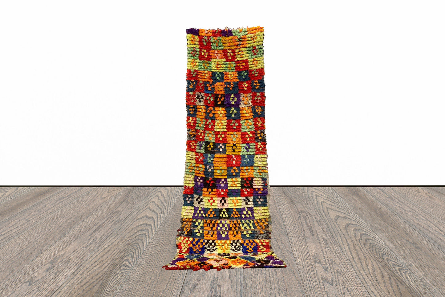 7x2 Colorful Moroccan Vintage Narrow Runner Rug.