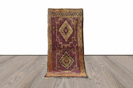 4x8 Soft Woolen Moroccan Vintage Runner Rug.