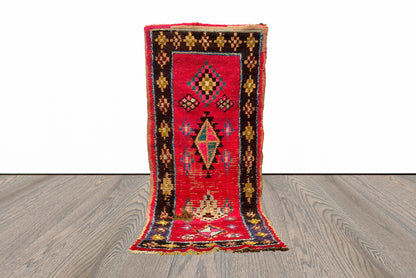 3x8 Unique Moroccan Berber Hallway Rug, Colorful Runner Rug.
