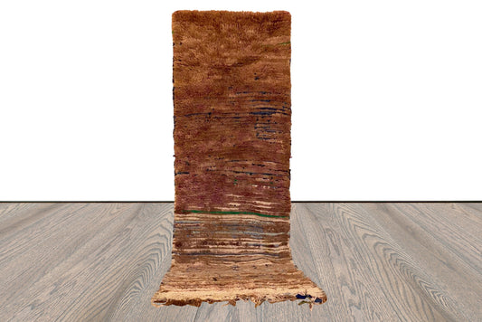Tapis de couloir étroit berbère marocain vintage usé et décoloré 3x7.