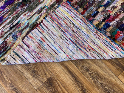 Colorful Shag Rugs 4x9, Moroccan Vintage Berber area Rug.
