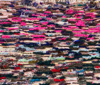 Colorful Shag Rugs 4x9, Moroccan Vintage Berber area Rug.