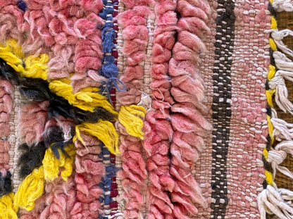 Faded Pink runner Rugs 3x8, Vintage Moroccan woolen Berber Rug.
