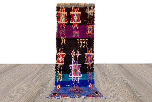 Moroccan vintage Berber Narrow runner Rug, 3x8 Colorful Handwoven Rare Rugs.