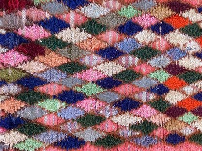 2x9 Diamond Vintage Moroccan Colorful Narrow Runner Rug.