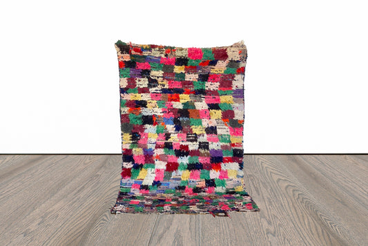 4x6 tribal Moroccan vintage colorful Berber area rug.
