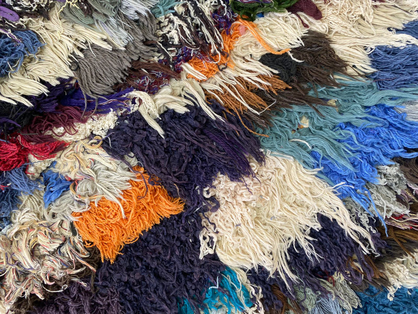 Berber vintage colored shag Rug, 3x5 Moroccan narrow small runner Rug.