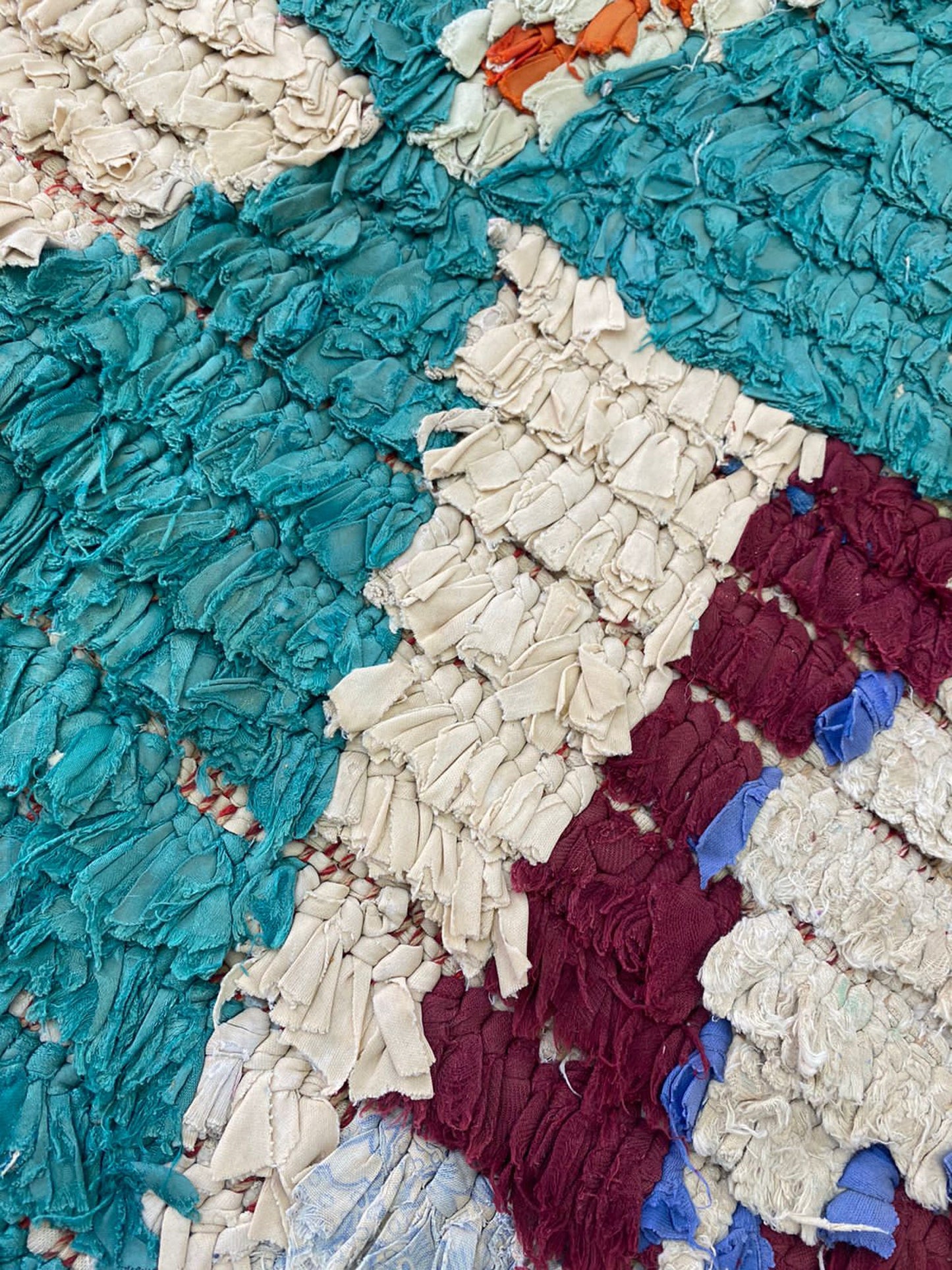 Boucherouite diamond colorful Extra narrow Rug. Moroccan Berber old runner Rugs 2x7.