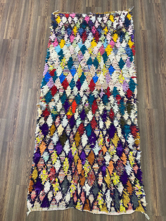 Vintage Berber colorful Diamond Handwoven area Rug 3x7.