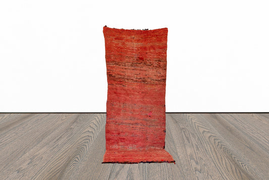 Moroccan Woolen runner Rug, 3x9 Faded Red Vintage Berber Rugs.