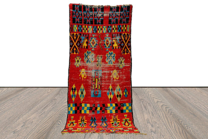 Moroccan runner Rug, 3x8 Berber vintage woven Rug.