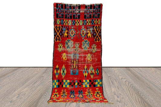 Moroccan runner Rug, 3x8 Berber vintage woven Rug.