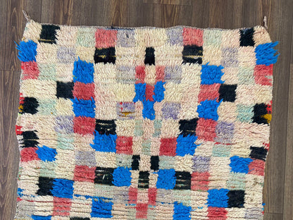 10x3 Feet Colorful checkered Vintage Runner Rug.