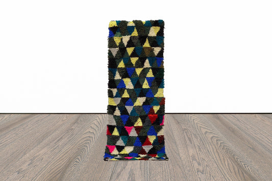 Tapis de couloir berbère marocain vintage 2x7 pieds.