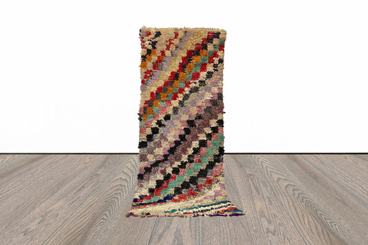 8x3 Feet Squire Boucherouite Vintage Rug Runner.