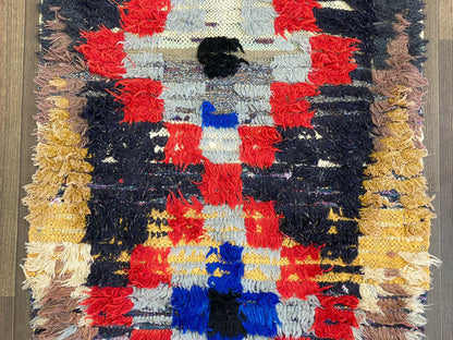 Vintage Moroccan Berber worn Rug, 3x5 Faded narrow small runner Rugs.