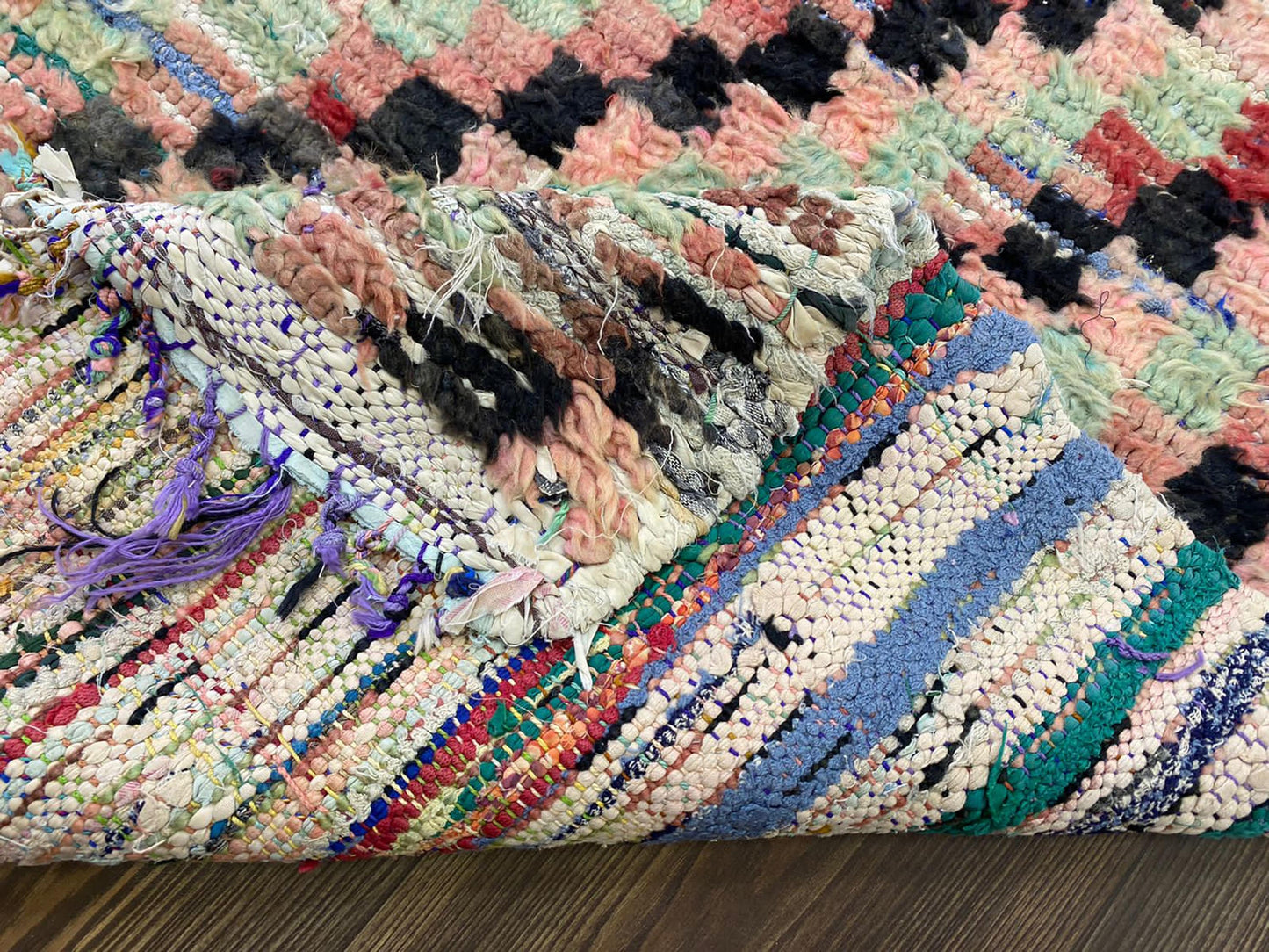 Narrow Checkered Berber runner Rug, 3x8 Morrocan Faded checkerboard narrow runner Rug.
