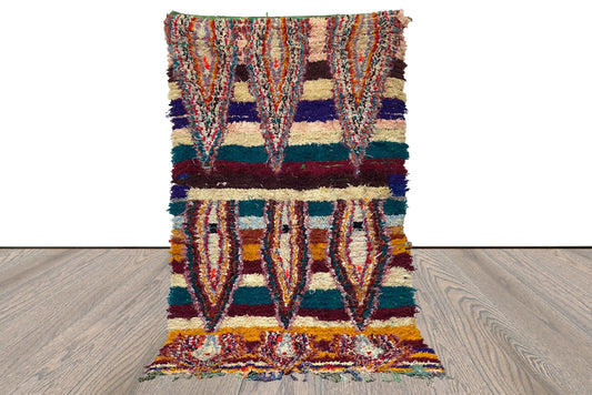 4x7 Berber Vintage Carpet. Moroccan shag Rugs.