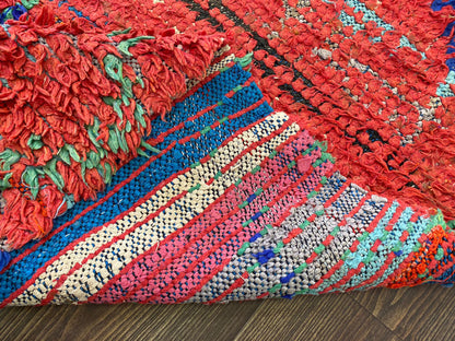 4x9 Feet Moroccan Vintage Red Area Rug.