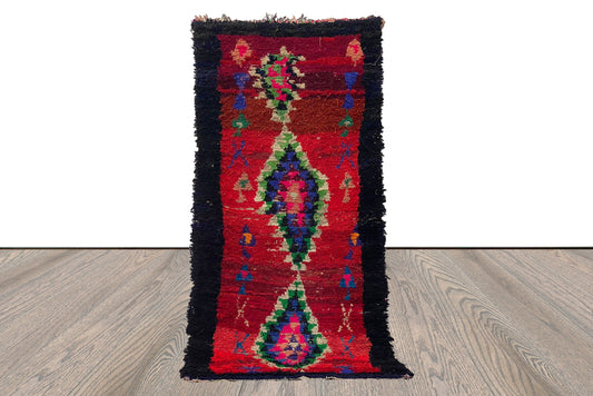 Moroccan Red Berber Small runner Rugs, 3x6 Vintage Handwoven colored Rug.