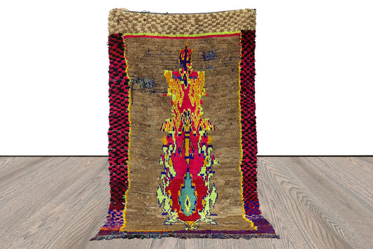 4x7 Handwoven vintage Moroccan Berber area Rug.