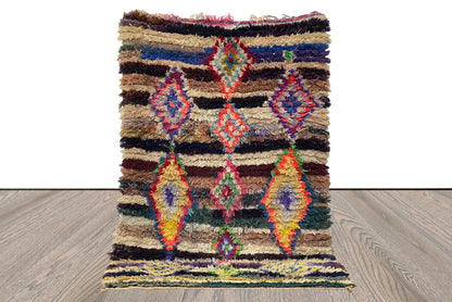 4x7 Berber Vintage Moroccan shag striped area Rugs.