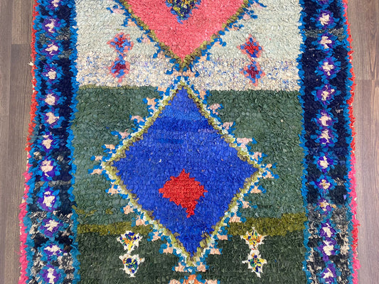 4x8 Feet Colorful Moroccan Berber Boucherouite Rug.