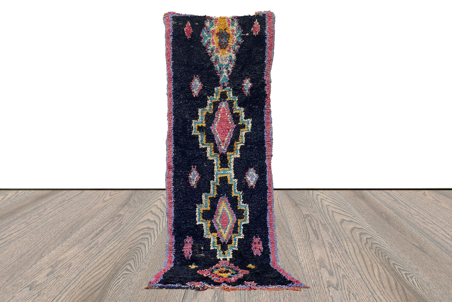 Moroccan runner Rug 3x9, Boucherouite Berber unique Vintage Rugs.