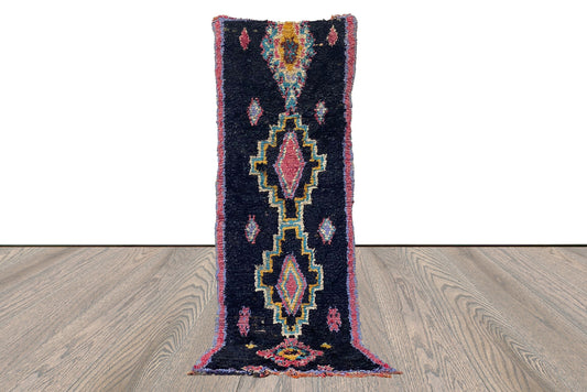 Moroccan runner Rug 3x9, Boucherouite Berber unique Vintage Rugs.