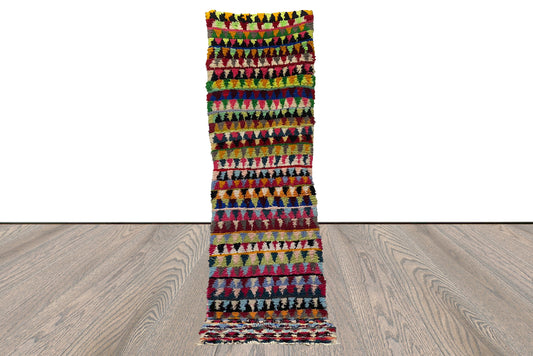 Extra long Morrocan narrow Rugs, 3x10 Berber Vintage Diamond Colorful Rug.