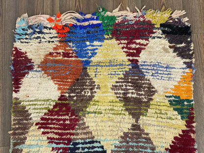 3x11 Long Vintage Diamond Moroccan Rug Runner.