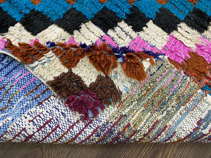 3x6 Vintage Checkered Moroccan Runner Rug.