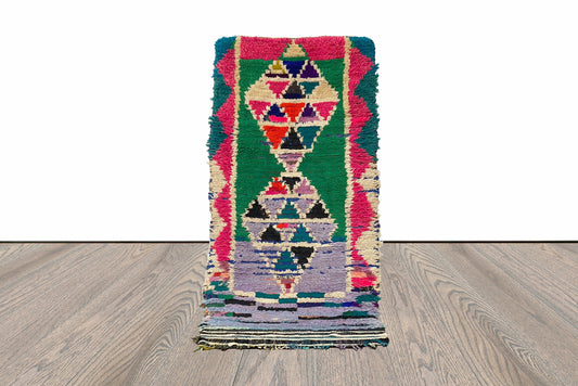 5x2 Colorful Moroccan Tribal Vintage Runner Rug.